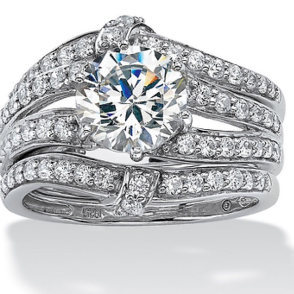 NEW 925 Sterling Silver3 pcs Engaged Rings - Picture 3 of 7